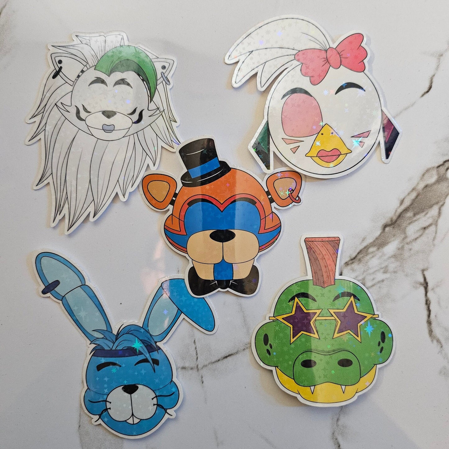FNAF Glamrock & Daycare Glitter Stickers
