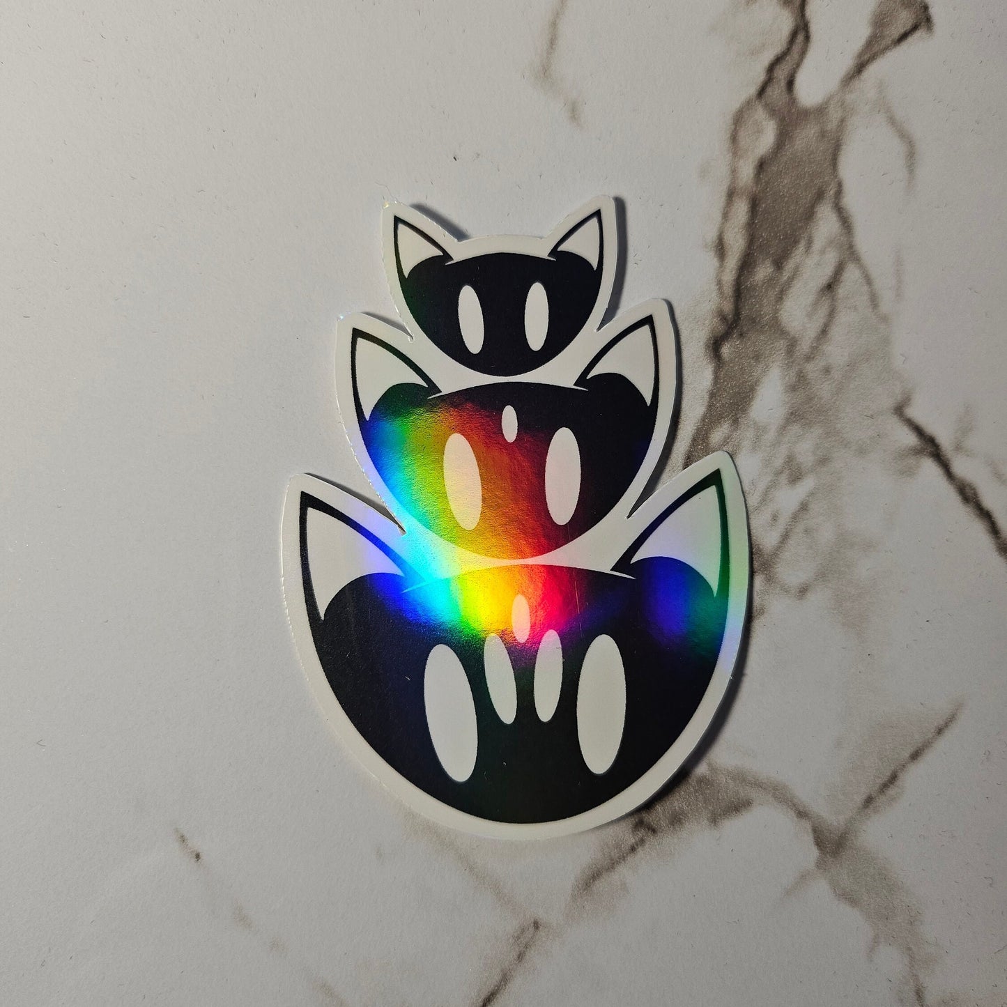 Stack Cat Head Holographic Sticker