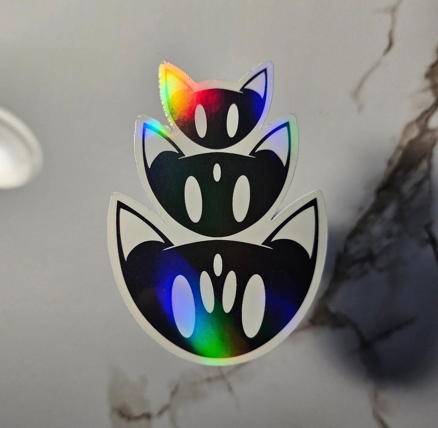 Stack Cat Head Holographic Sticker