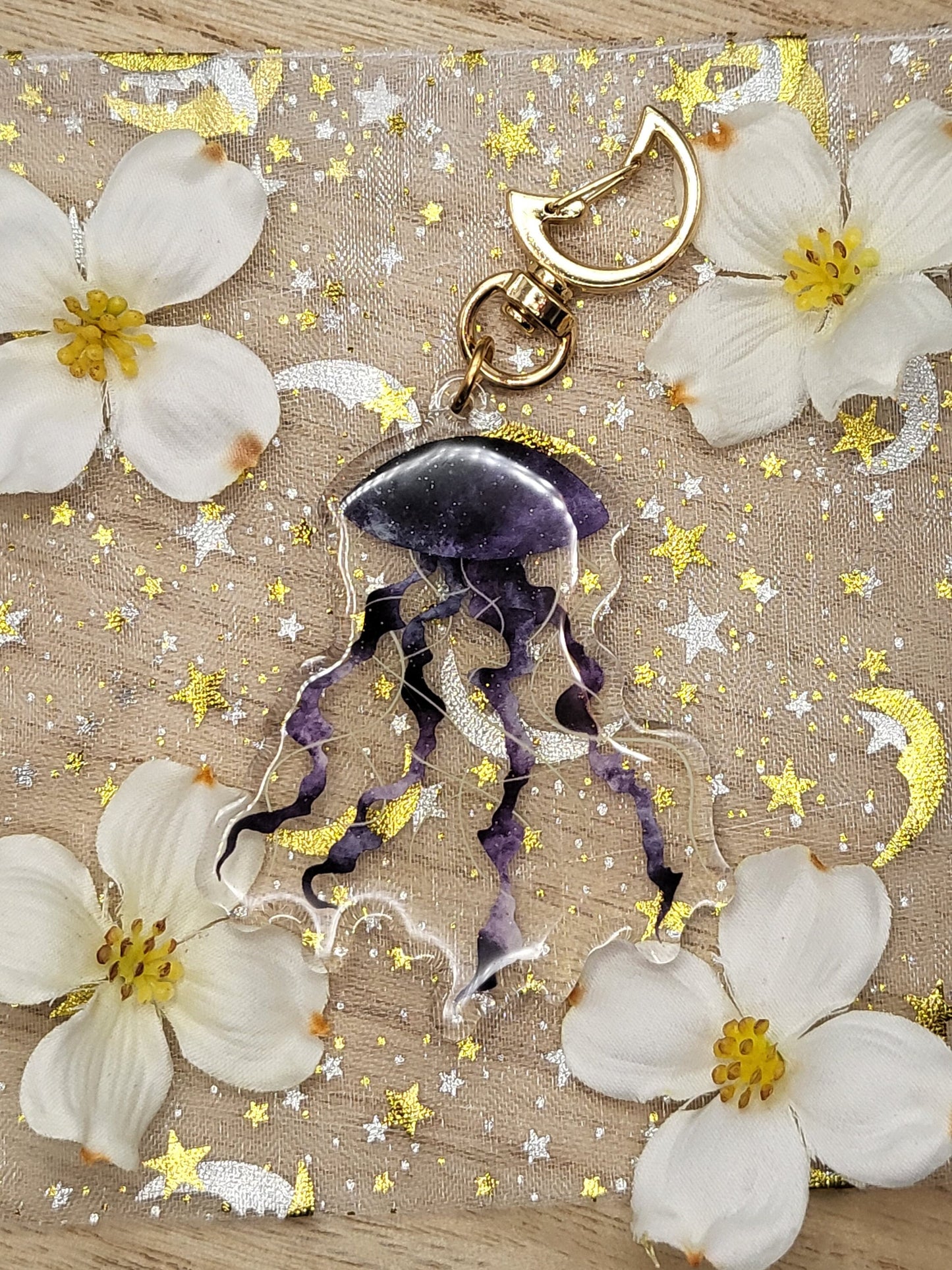 Stardust Jellyfish Keychain | Acrylic Keychain | Glitter | Original Design | Jellyfish