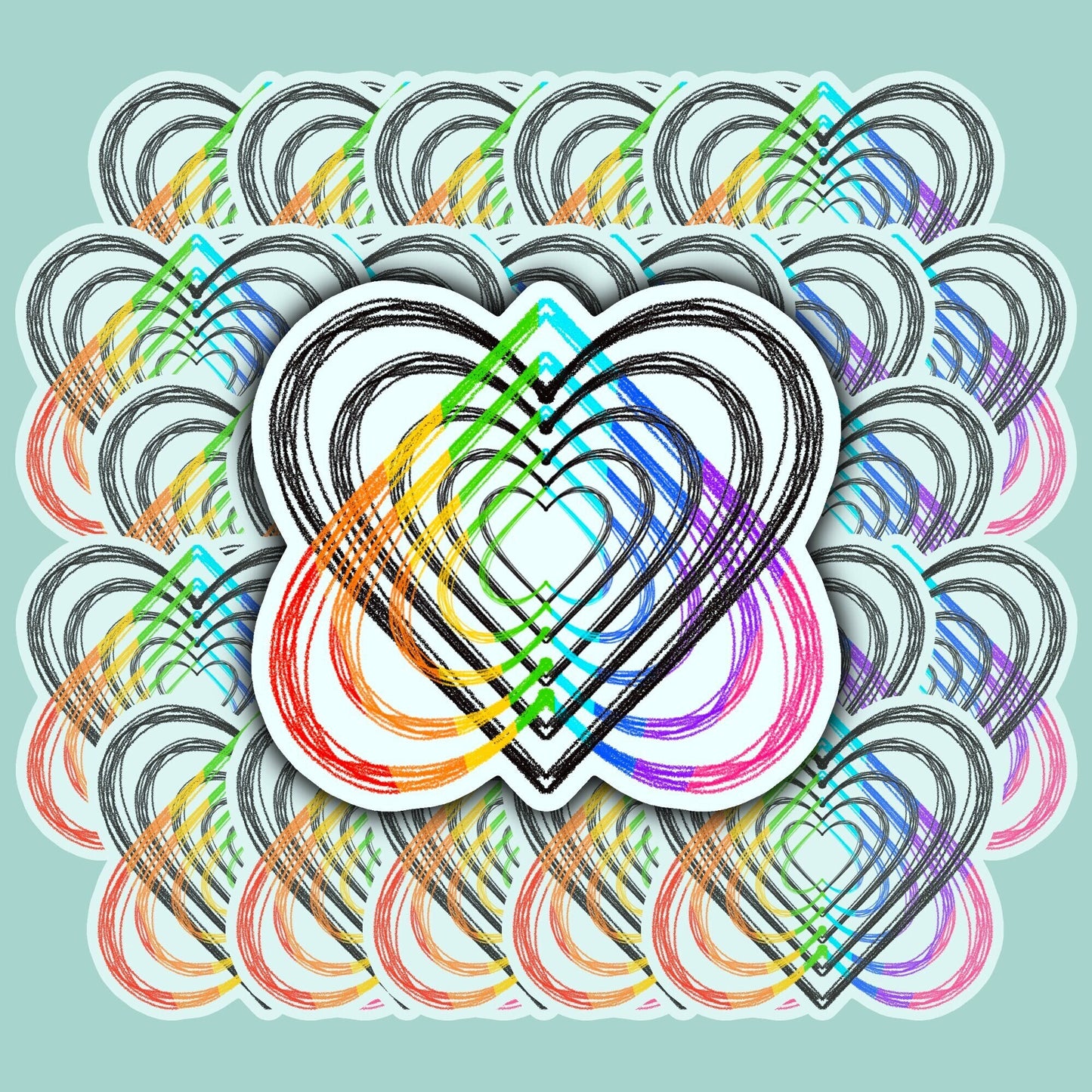 Pride Heart Matte Vinyl Sticker | Sketch Heart Sticker | Pride Month Design | Decal Custom Design