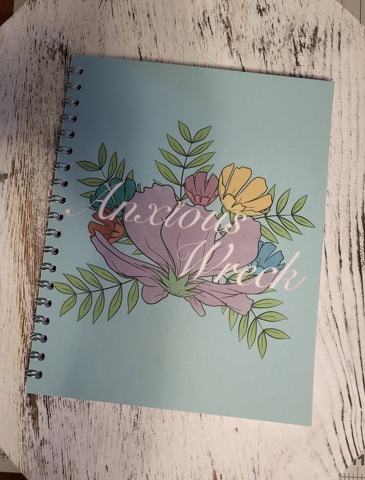 Anxious Wreck Notebook | Floral Design | Funny Mental Health | Matte Cover