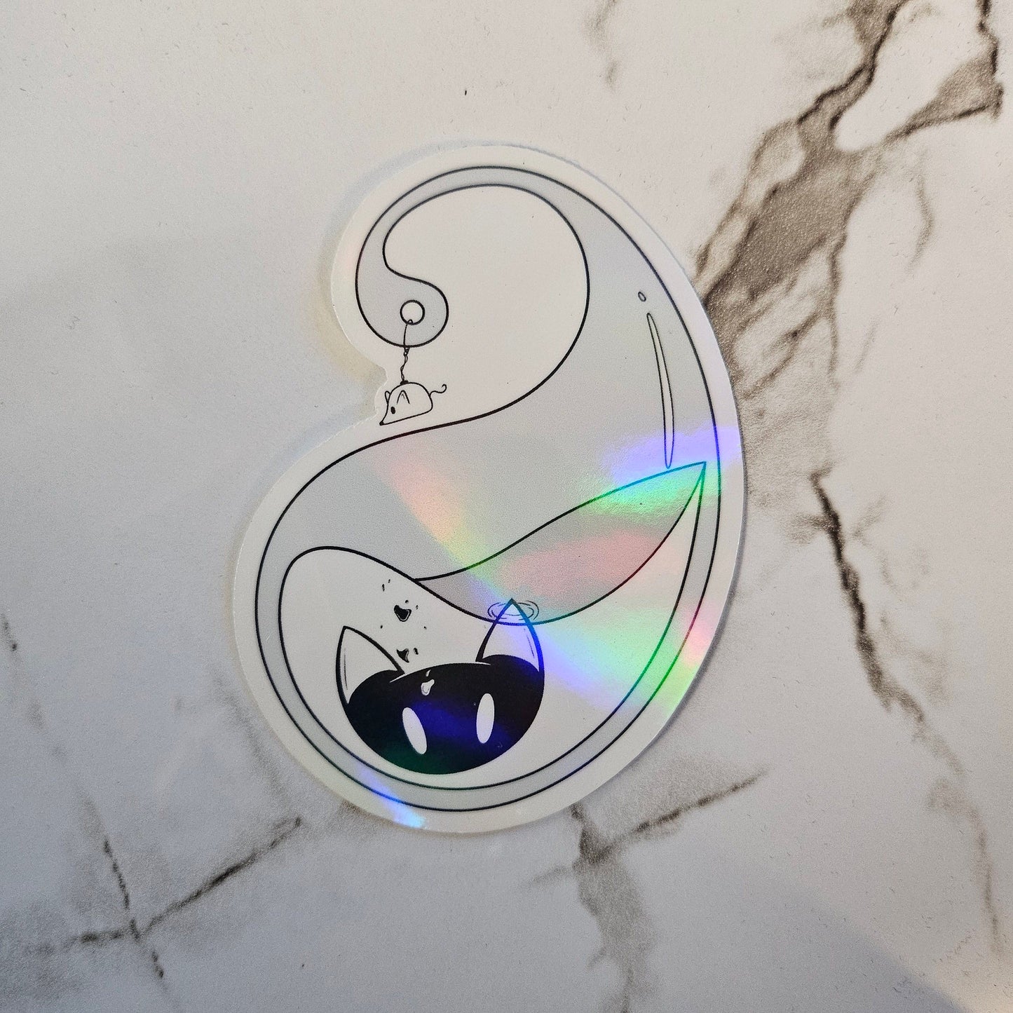 Stack Cat Head Holographic Sticker